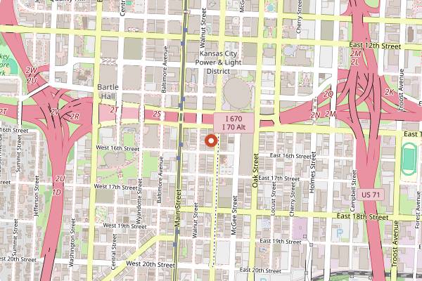 Map showing Record Bar in Kansas City