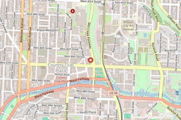 Map showing Rye Plaza in Kansas City