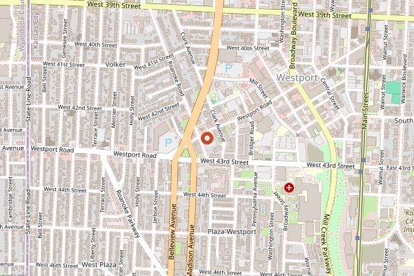 Map showing Westport Flea Market Bar and Grill in Kansas City