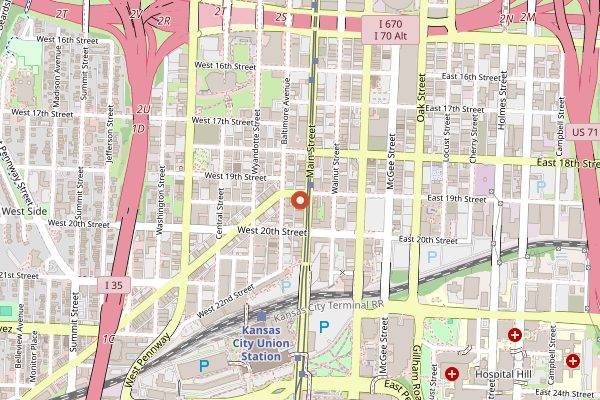 Map showing Extra Virgin Bar in Kansas City