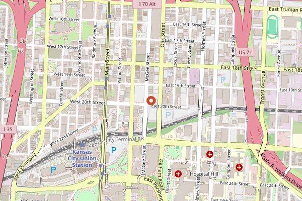 Map showing Novel Wine Bar in Kansas City