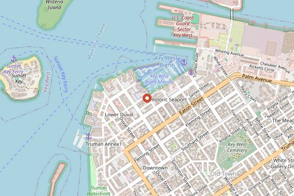 Map showing Kermit's Key West Key Lime Shoppe in Key West