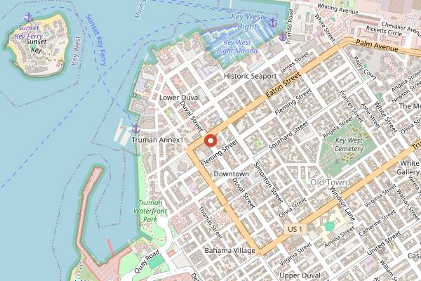 Map showing Mattheessen's in Key West