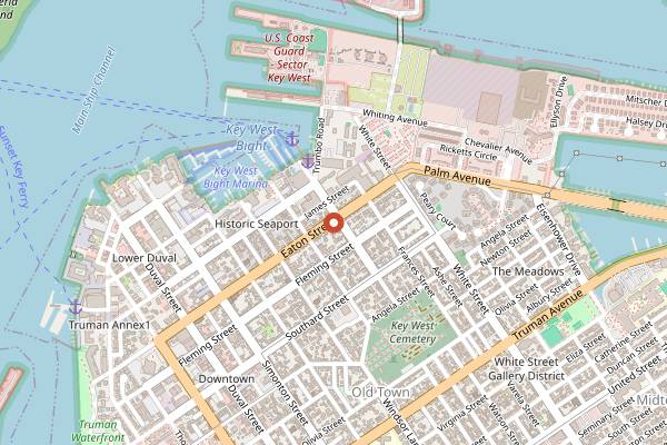 Map showing Old Town Bakery in Key West
