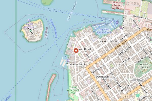 Map showing Hog's Breath Saloon in Key West