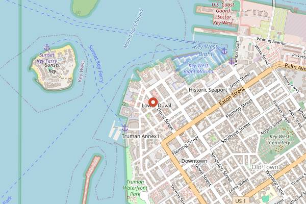 Map showing The Smallest Bar in Key West