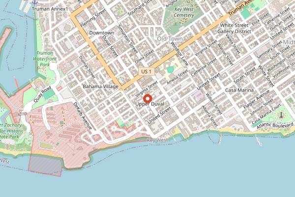Map showing The Rum Bar in Key West