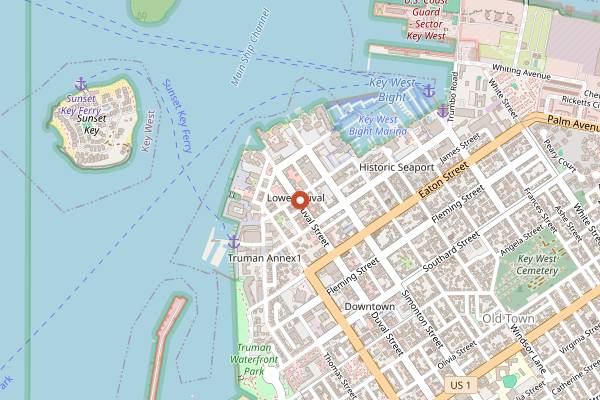 Map showing Tiki House in Key West