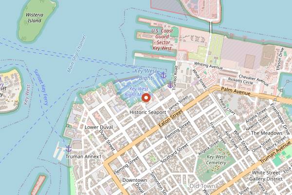 Map showing The Waterfront Brewery in Key West