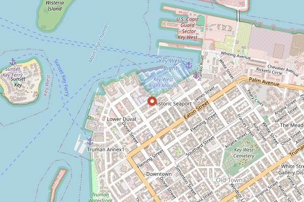 Map showing Fisherman's Cafe in Key West