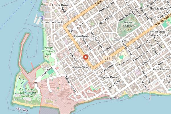 Map showing Moondog Cafe & Bakery in Key West