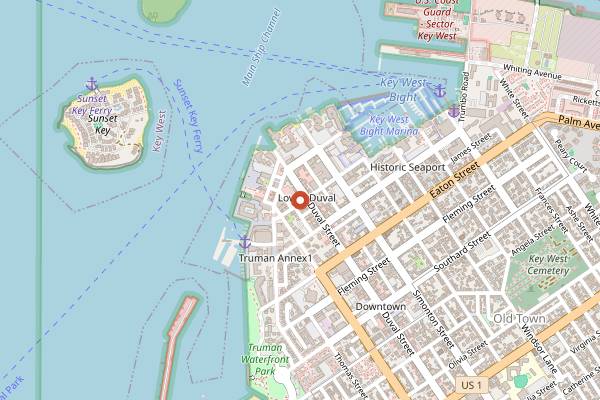Map showing Amigos Tortilla Bar in Key West