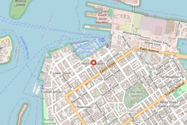 Map showing B.O.'s Fish Wagon in Key West