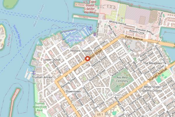 Map showing Eaton Street Seafood Market in Key West
