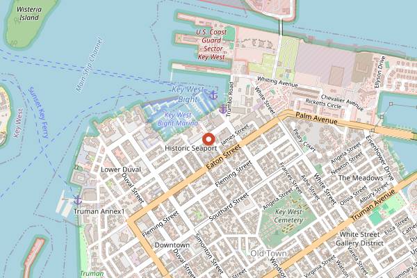 Map showing Harpoon Harry's in Key West