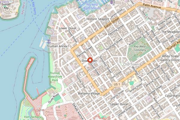 Map showing Mr Z's in Key West