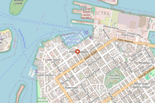 Map showing Onlywood Grill in Key West