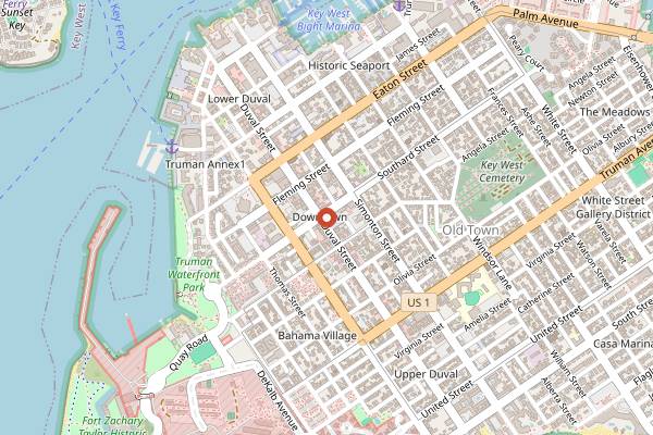 Map showing Cuban Coffee Queen Roasters in Key West