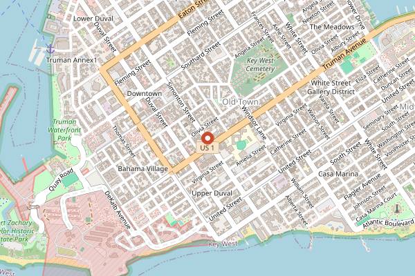 Map showing Sugar Apple Organic Cafe & Market in Key West