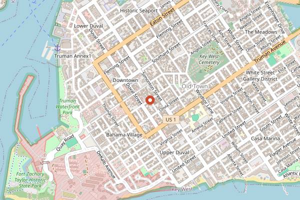 Map showing Bahama Village Goombay Festival in Key West