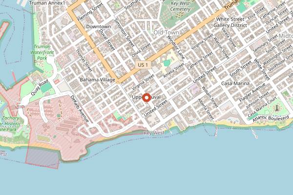 Map showing Chart Room Bar in Key West