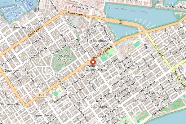 Map showing Oasis Mediterranean Cuisine in Key West