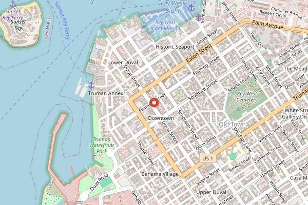 Map showing The Roost in Key West