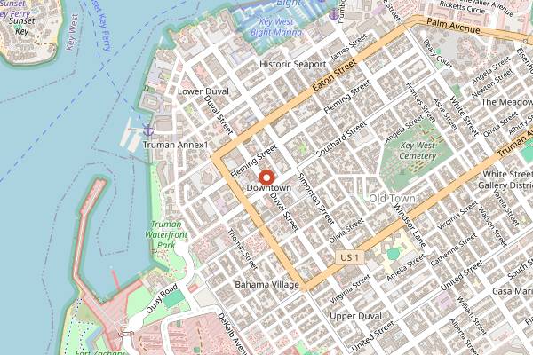 Map showing Willie T's in Key West
