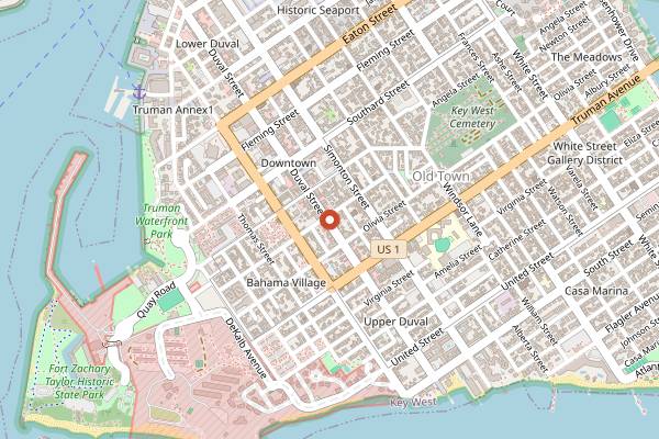 Map showing 801 Bourbon Bar in Key West