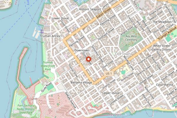 Map showing Aqua Bar & Nightclub in Key West