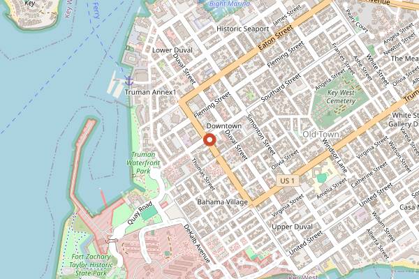 Map showing The Green Parrot in Key West