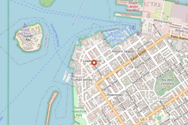 Map showing Irish Kevin's in Key West