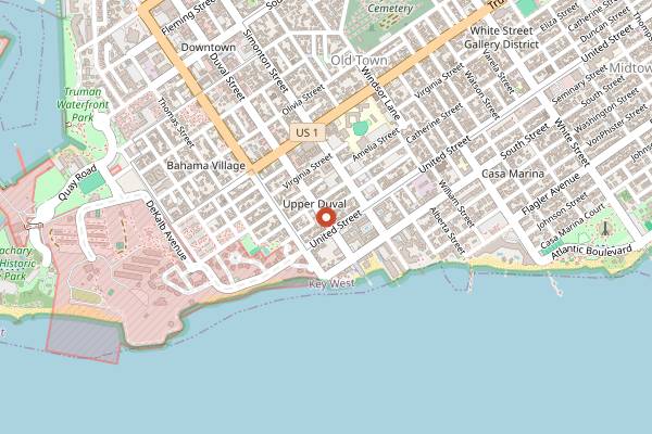 Map showing Banana Cafe in Key West