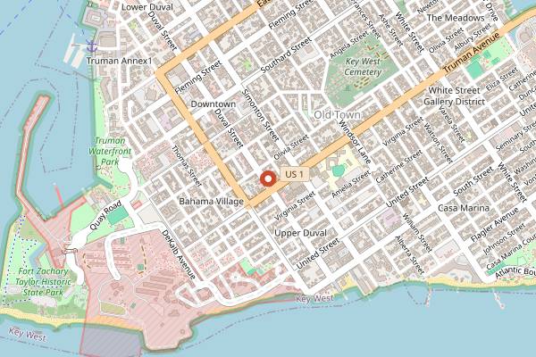 Map showing Nine One Five in Key West