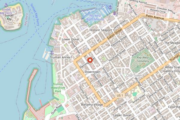 Map showing Thirsty Mermaid in Key West