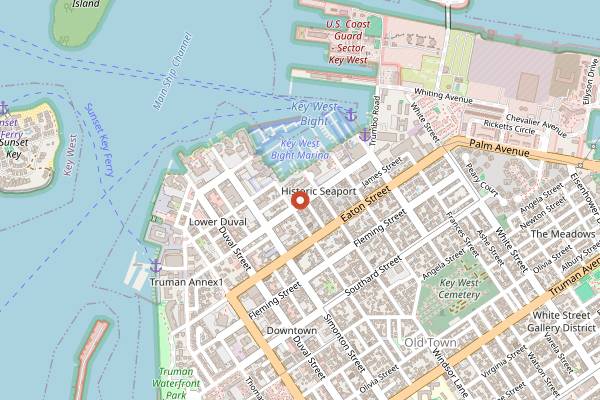 Map showing Funky Rooster Coffee House & Wine Bar in Key West