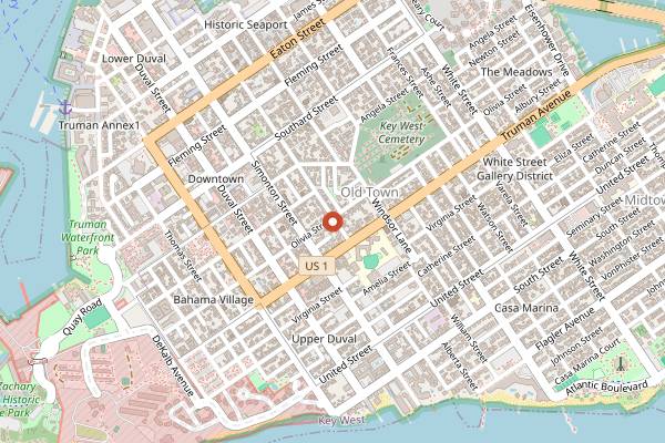 Map showing Little Pearl in Key West