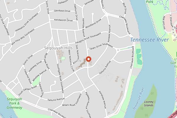 Map showing The Plaid Apron Pastries in Knoxville