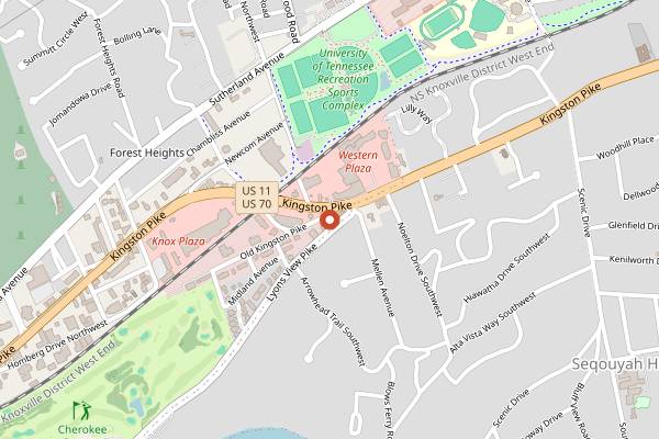 Map showing Bearden Beer Market in Knoxville
