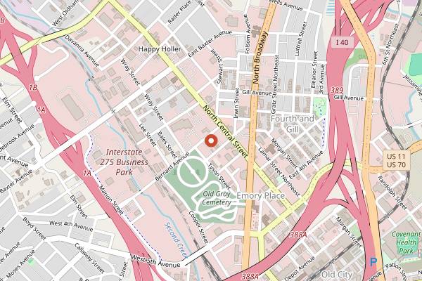 Map showing Schulz Brau Brewing Company in Knoxville