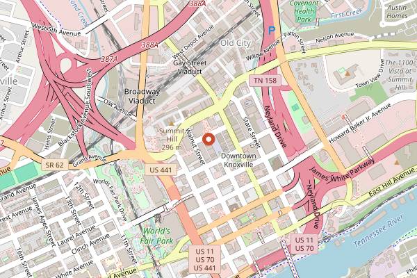 Map showing Stock and Barrel Weekend Brunch in Knoxville