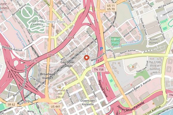 Map showing Old City Java in Knoxville