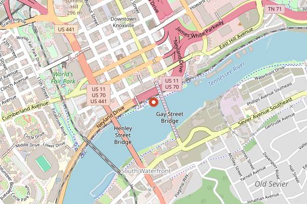 Map showing Calhoun's on the River in Knoxville