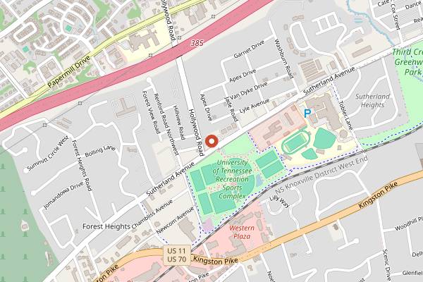 Map showing Dead End BBQ in Knoxville