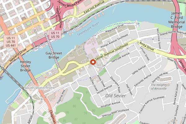 Map showing Honeybee Coffee Co. in Knoxville