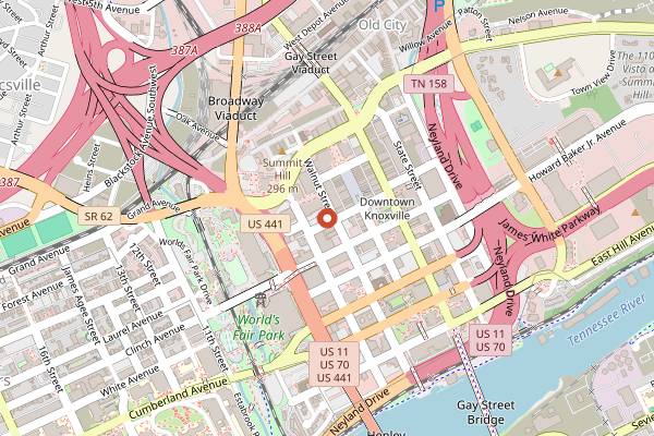 Map showing J.C. Holdway in Knoxville