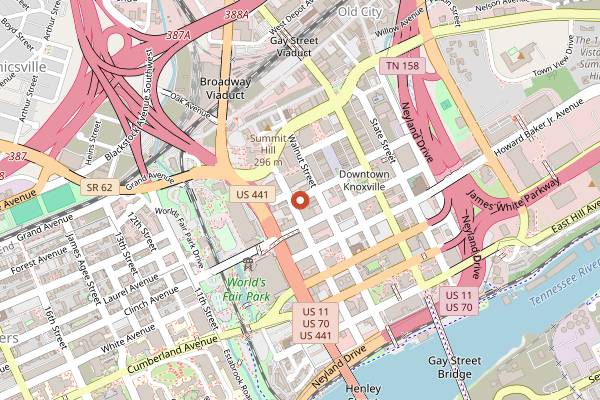 Map showing Pete's Restaurant and Coffee Shop in Knoxville