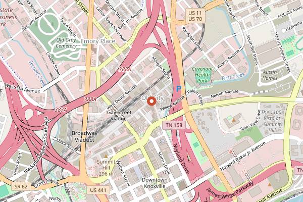 Map showing Boyd's Jig and Reel in Knoxville