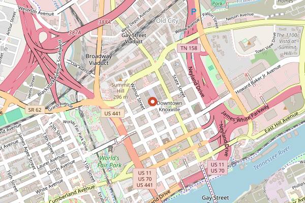 Map showing Soccer Taco in Knoxville
