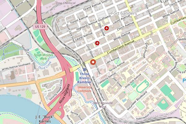 Map showing Sunspot in Knoxville